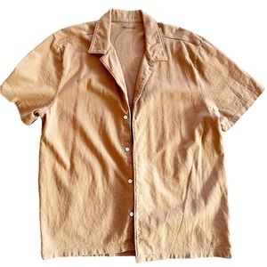 Madewell cotton tan short sleeve button down
